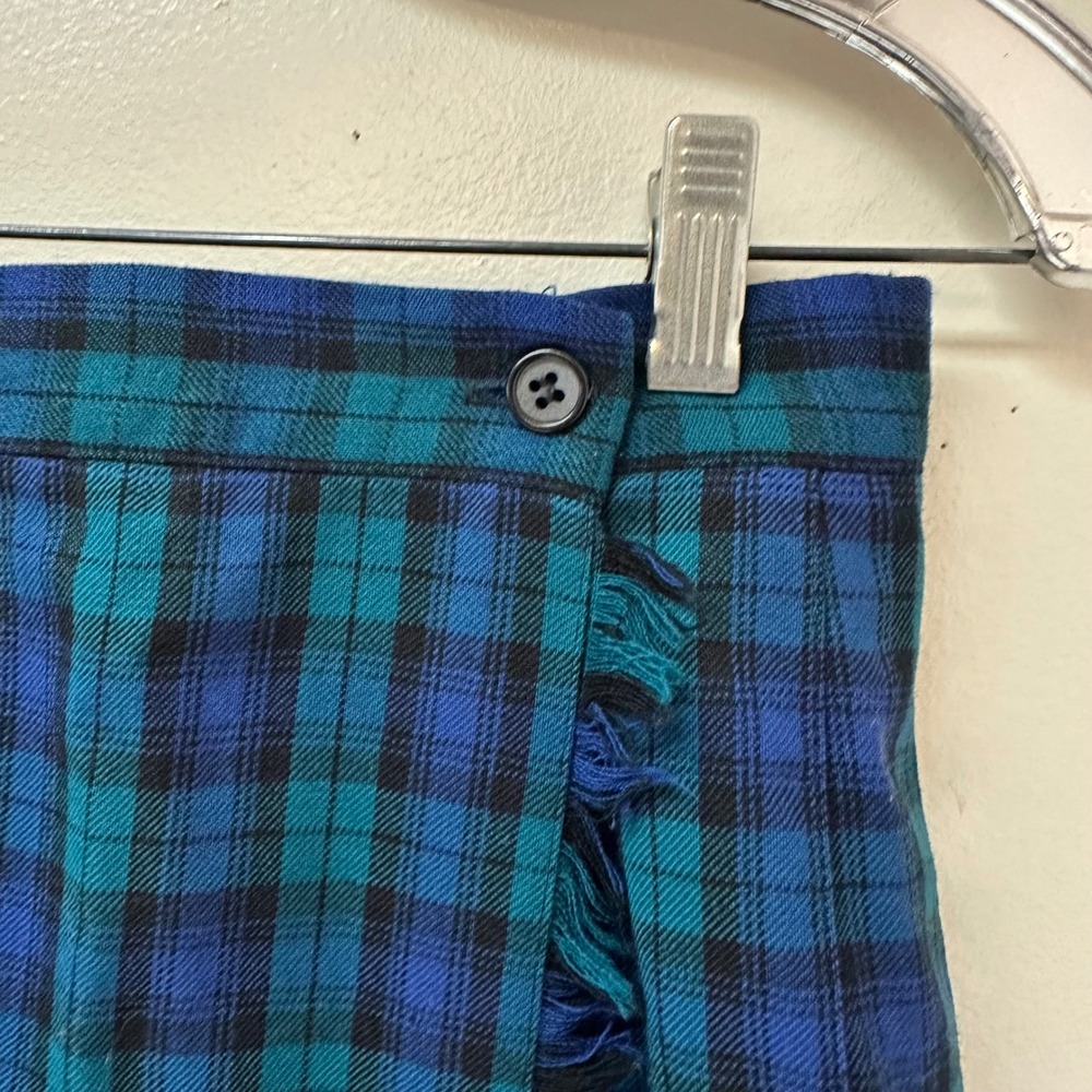 Talbots Vintage Blue Green Plaid Wool Kilt Wrap Skirt Pleated Made in USA 6 - Picture 4 of 8